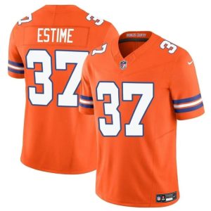 Youth Denver Broncos #37 Audric Estime Orange F.U.S.E. Mile High Collection 1977 Throwback Vapor Limited Football Stitched Jersey