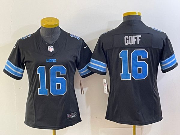 Youth Detroit Lions #16 Jared Goff Black 2024 F.U.S.E. 2nd Alternate Vapor Limited Football Stitched Jersey