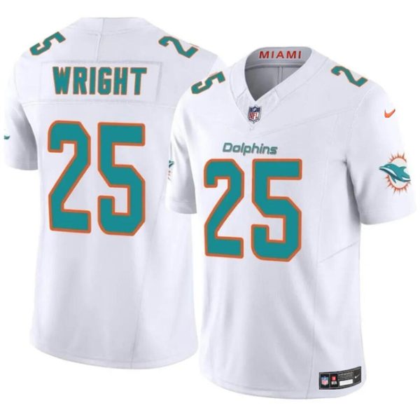 Youth Miami Dolphins #25 Jaylen Wright White 2024 F.U.S.E Vapor Limited Football Stitched Jersey