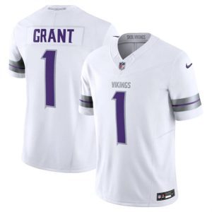 Youth Minnesota Vikings #1 Bud Grant White F.U.S.E. Winter Warrior Limited Football Stitched Jersey