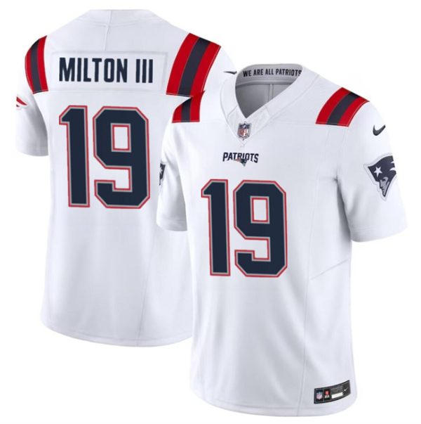 Youth New England Patriots #19 Joe Milton III White 2024 F.U.S.E Vapor Limited Football Stitched Jersey