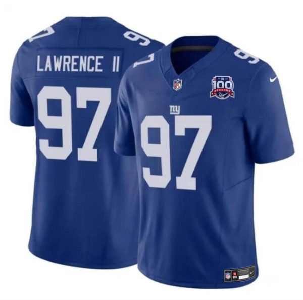 Youth New York Giants #97 Dexter Lawrence II Blue 2024 F.U.S.E. 100TH Season Patch Vapor Untouchable Limited Football Stitched Jersey