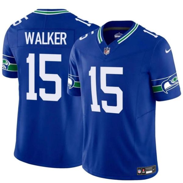 Youth Seattle Seahawks #15 P.J. Walker Royal 2024 F.U.S.E Throwback Vapor Limited Football Stitched Jersey