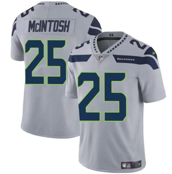 Youth Seattle Seahawks #25 Kenny McIntosh Gray Vapor Limited Football Stitched Jersey