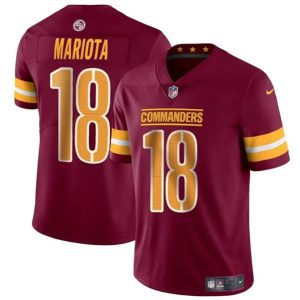 Youth Washington Commanders #18 Marcus Mariota Burgundy 2024 Vapor Limited Football Stitched Jersey