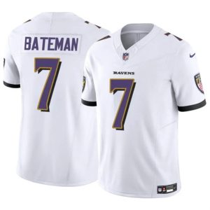 Baltimore Ravens #7 Rashod Bateman White 2023 F.U.S.E. Vapor Limited Football Jersey
