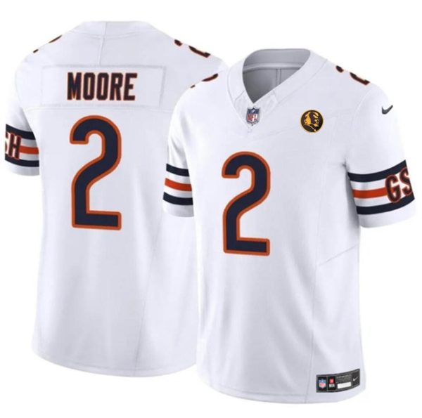 Chicago Bears #2 DJ Moore White 2023 F.U.S.E. With John Madden Patch Vapor Limited Football Stitched Jersey