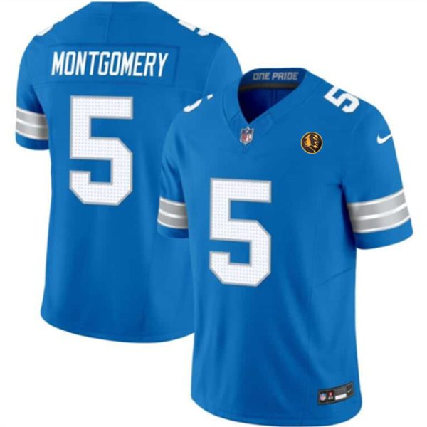 Detroit Lions #5 David Montgomery Blue 2024 F.U.S.E.With John Madden Patch Vapor Limited Football Stitched Jersey