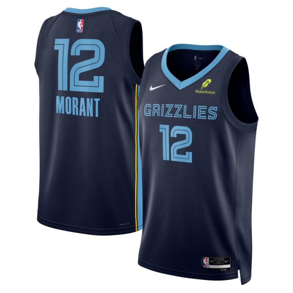 Ja Morant Memphis Grizzlies Unisex Swingman Badge Player Jersey - Icon Edition - Navy