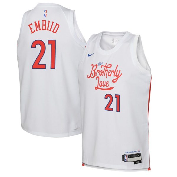 Joel Embiid Philadelphia 76ers Youth 2022/23 Swingman Jersey - City Edition - White