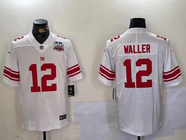New York Giants #12 Darren Waller White With 100TH Season Patch Vapor Untouchable Limited Football Stitched Jersey