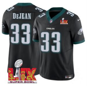 Philadelphia Eagles #33 Cooper DeJean Black 2025 Super Bowl LIX Patch Vapor Untouchable Limited Football Stitched Jersey