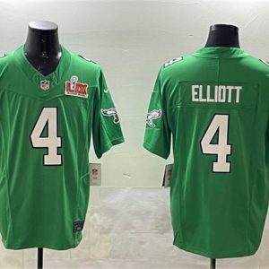 Philadelphia Eagles #4 Jake Elliott Green 2025 Super Bowl LIX Patch F.U.S.E. Throwback Vapor Untouchable Limited Football Stitched Jersey