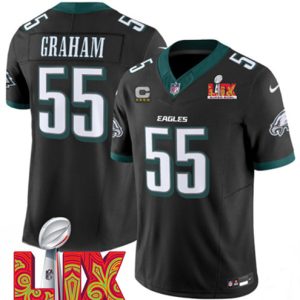 Philadelphia Eagles #55 Brandon Graham Black 2025 Super Bowl LIX Patch Vapor Untouchable Limited Football Stitched Jersey