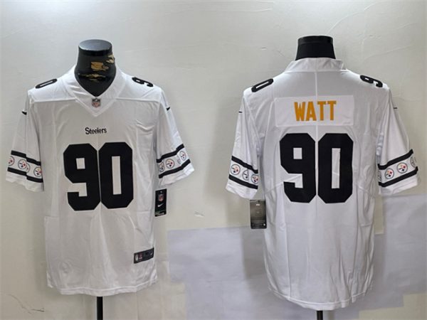 Pittsburgh Steelers #90 T.J. Watt White 2019 Team Logo Cool Edition Football Stitched Jersey