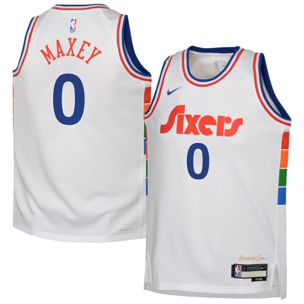 Tyrese Maxey Philadelphia 76ers Youth 2024/25 Swingman Player Jersey - City Edition - White