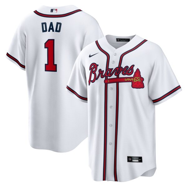 Atlanta Braves #1 Dad Home Replica Jersey - White