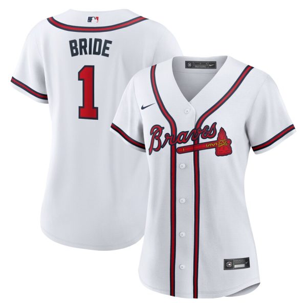 Atlanta Braves Women's #1 Bride Home Replica Jersey - White