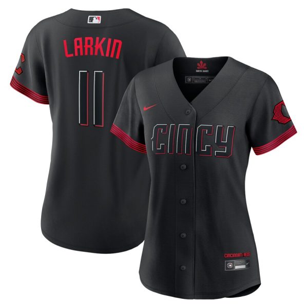 Barry Larkin Cincinnati Reds Women's City Connect Replica Player Jersey - Black
