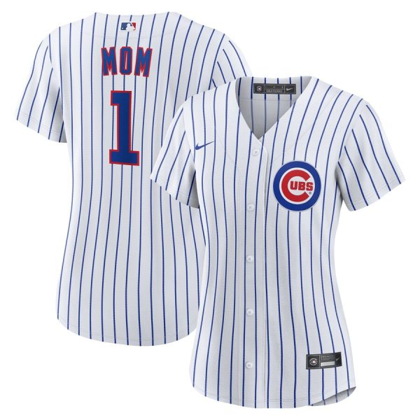 Chicago Cubs Women's #1 Mom Home Replica Jersey - White
