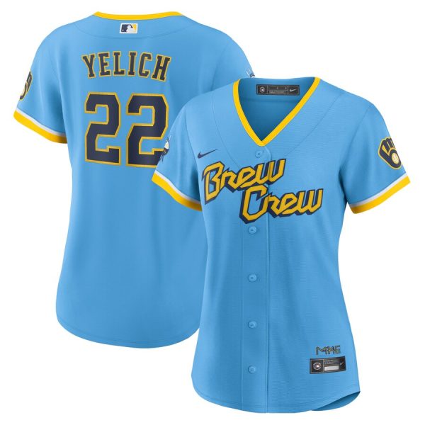 Christian Yelich Milwaukee Brewers Women's City Connect Replica Player Jersey - Powder Blue
