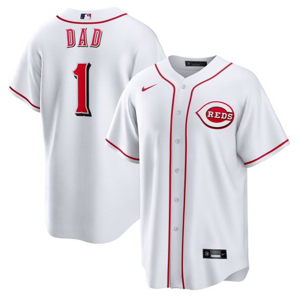 Cincinnati Reds #1 Dad Home Replica Jersey - White