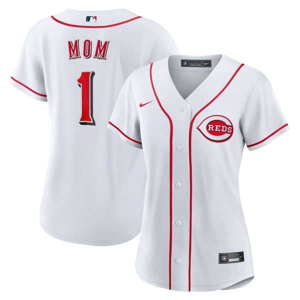 Cincinnati Reds Women's #1 Mom Home Replica Jersey - White