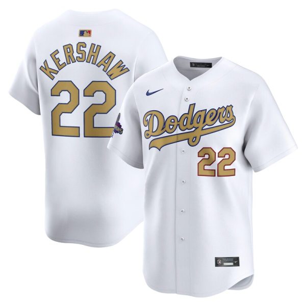 Clayton Kershaw Los Angeles Dodgers 2025 Gold Collection Limited Jersey - White