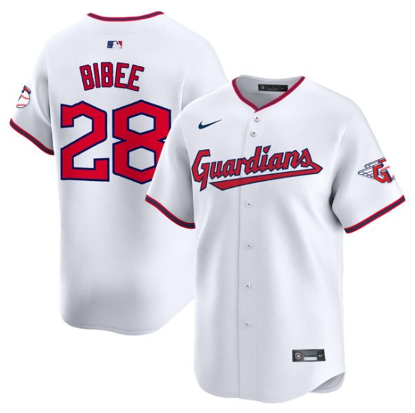 Cleveland Guardians #28 Tanner Bibee White Home Limited Stitched Baseball Jersey