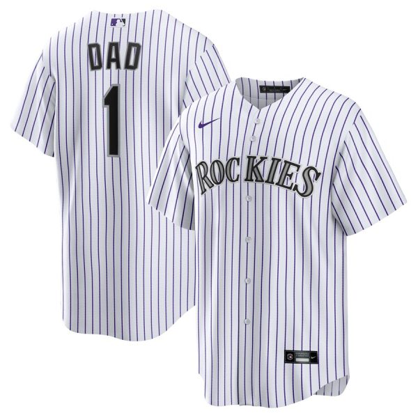 Colorado Rockies #1 Dad Home Replica Jersey - White