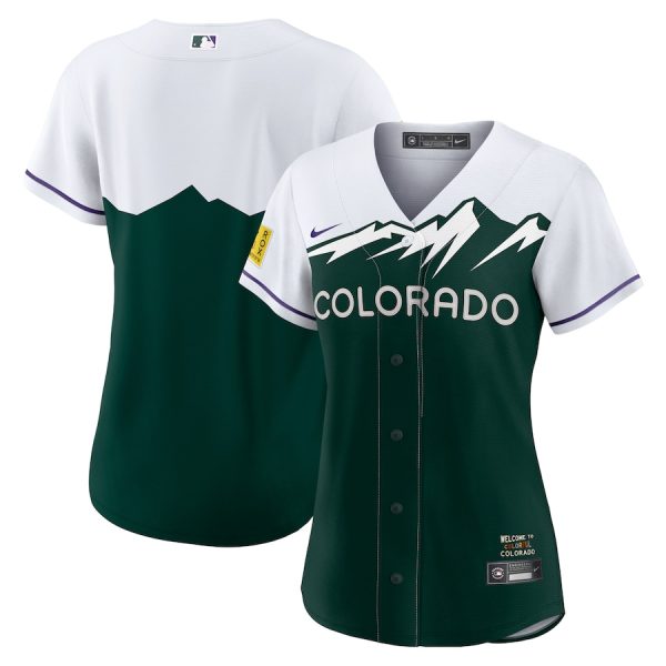 Colorado Rockies Women's City Connect Replica Team Jersey - White/Forest Green