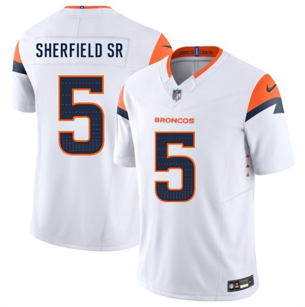 Denver Broncos #5 Trent Sherfield Sr White 2025 F.U.S.E. Vapor Limited Football Stitched Jersey