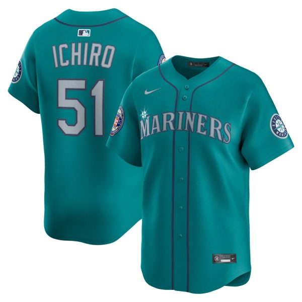 Ichiro Suzuki Seattle Mariners 2025 National Baseball Hall of Fame Alternate Limited Player Jersey - Aqua