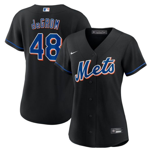 Jacob deGrom New York Mets Women's 2022 Alternate Replica Player Jersey - Black