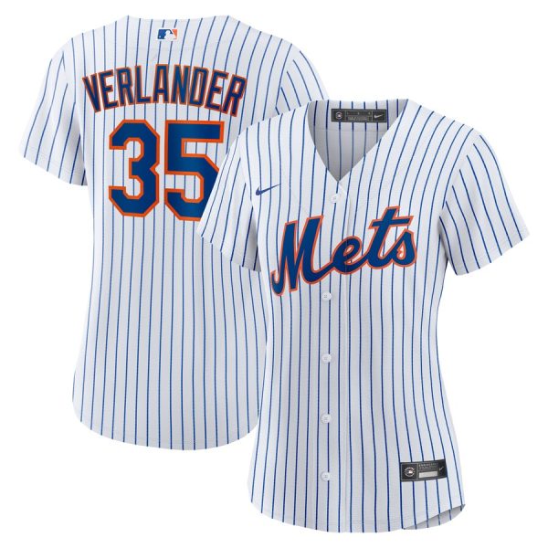 Justin Verlander New York Mets Women's Home Replica Player Jersey - White/Royal
