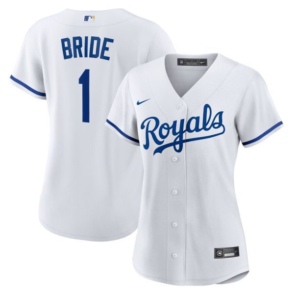 Kansas City Royals Women's #1 Bride Home Replica Jersey - White