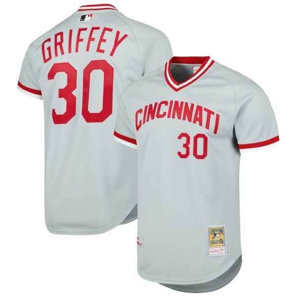 Ken Griffey Jr. Cincinnati Reds 2004 Cooperstown Collection Throwback Jersey - Gray