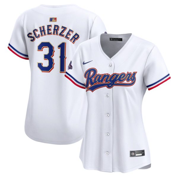 Max Scherzer Texas Rangers Women's 2024 Gold Collection Limited Player Jersey - White