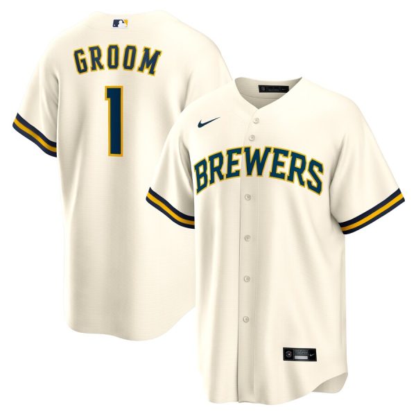 Milwaukee Brewers #1 Groom Home Replica Jersey - White