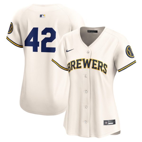 Milwaukee Brewers Women's 2024 Jackie Robinson Day Home Limited Jersey - Cream