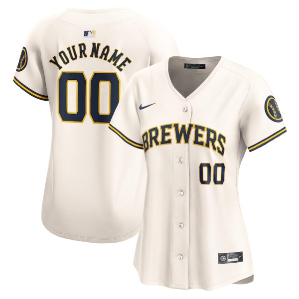 Milwaukee Brewers Women's Home Limited Custom Jersey - Cream