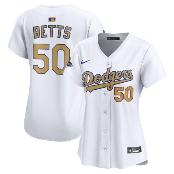 Mookie Betts Los Angeles Dodgers Women's 2025 Gold Collection Limited Jersey - White