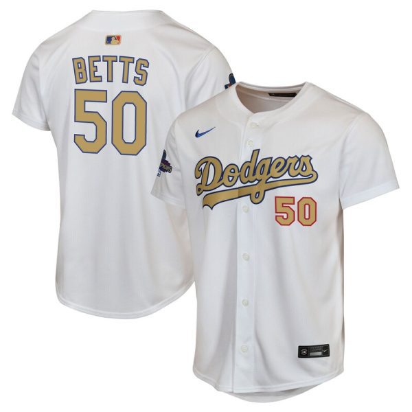 Mookie Betts Los Angeles Dodgers Youth 2025 Gold Collection Limited Jersey - White