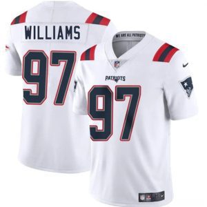New England Patriots #97 Milton Williams White 2025 Vapor Limited Football Stitched Jersey