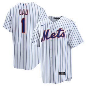 New York Mets #1 Dad Home Replica Jersey - White