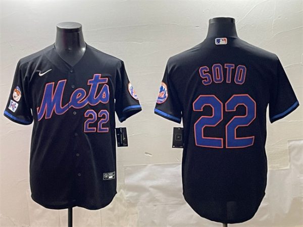 New York Mets #22 Juan Soto Black 2025 Spring Training Cool Base Stitched Baseball Jersey