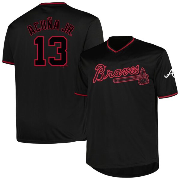 Ronald Acuna Jr. Atlanta Braves Profile Big & Tall Pop Fashion Player Jersey - Black