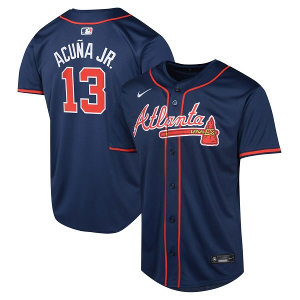 Ronald Acuna Jr. Atlanta Braves Youth Alternate Limited Player Jersey - Navy
