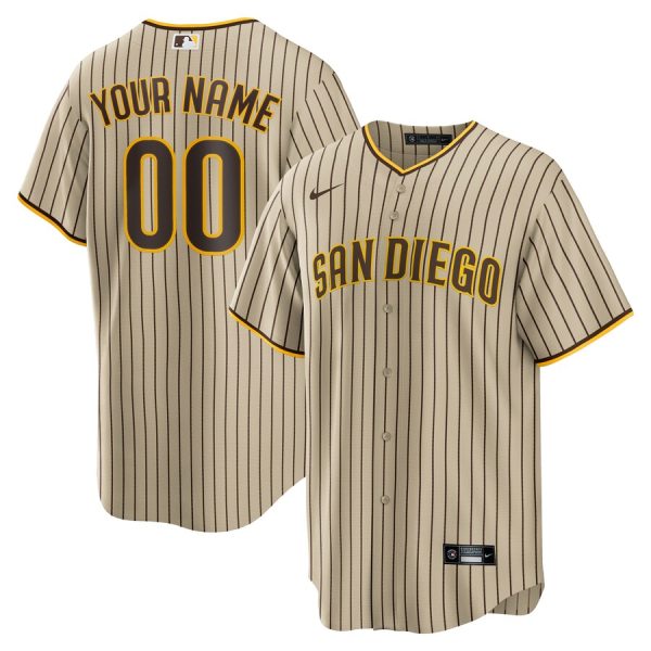 San Diego Padres Road Custom Replica Jersey - Brown