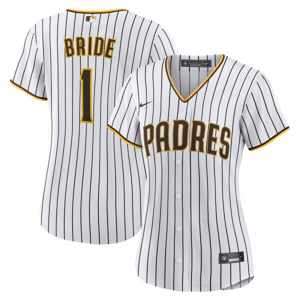San Diego Padres Women's #1 Bride Home Replica Jersey - White